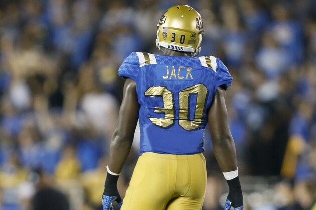 UCLA linebacker Myles Jack in action against BYU during an NCAA college football game, Saturday, Sept. 19, 2015, in Pasadena, Calif. UCLA won 24-23. (AP Photo/Danny Moloshok)