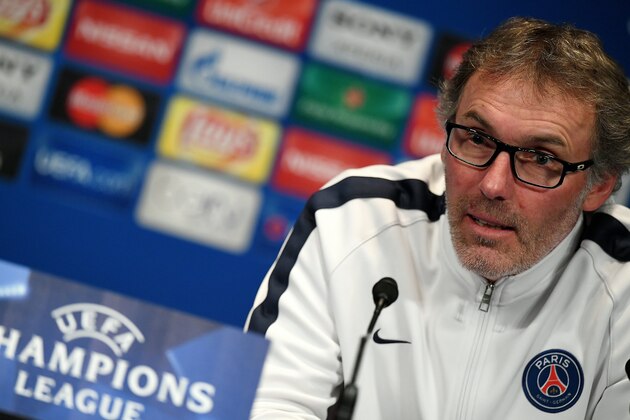 Paris Saint-Germain's French head coach Laurent Blanc gives a press conference at the Parc des Princes stadium in Paris, on April 5, 2016, on the eve of the team's UEFA Champions League football match against Manchester City. / AFP / FRANCK FIFE        (Photo credit should read FRANCK FIFE/AFP/Getty Images)
