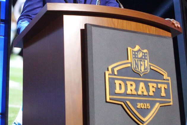 Apr 30, 2015; Chicago, IL, USA; Carolina Panthers linebacker Thomas Davis announces the number twenty-five overall pick to the Panthers in the first round of the 2015 NFL Draft at the Auditorium Theatre of Roosevelt University. Mandatory Credit: Dennis Wierzbicki-USA TODAY Sports