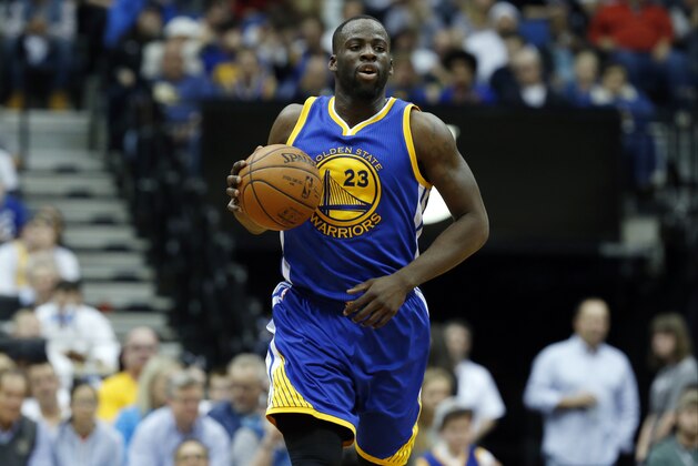 Golden State Warriors’ Draymond Green  plays against the Minnesota Timberwolves in the first quarter of an NBA basketball game Monday, March 21, 2016, in Minneapolis. (AP Photo/Jim Mone)