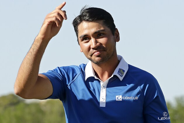 Jason Day, of Australia, celebrates after winning the Dell Match Play Championship golf tournament by beating Louis Oosthuizen, of South Africa, at Austin Country Club, Sunday, March 27, 2016, in Austin, Texas. (AP Photo/Charlie Riedel)