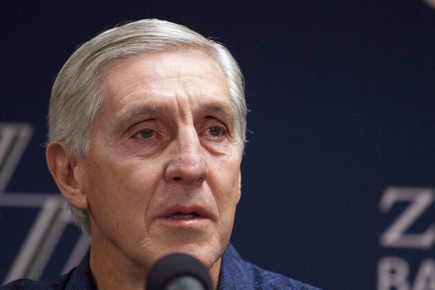Utah Jazz coach Jerry Sloan announces his resignation Thursday, Feb. 10, 2011, in Salt Lake City. Sloan spent 23 seasons as coach of the NBA basketball team, and had 1,127 wins. Longtime assistant Phil Johnson, who also was in his 23rd season with the Jazz, also resigned. Jazz assistant Tyrone Corbin will be the next coach. (AP Photo/Jim Urquhart)