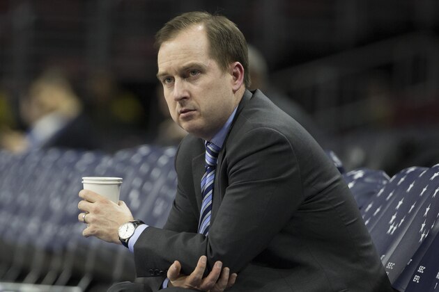 PHILADELPHIA, PA - FEBRUARY 10: Philadelphia 76ers general manager Sam Hinkie looks on prior to the game against the Sacramento Kings on February 10, 2016 at the Wells Fargo Center in Philadelphia, Pennsylvania. NOTE TO USER: User expressly acknowledges and agrees that, by downloading and or using this photograph, User is consenting to the terms and conditions of the Getty Images License Agreement. (Photo by Mitchell Leff/Getty Images)
