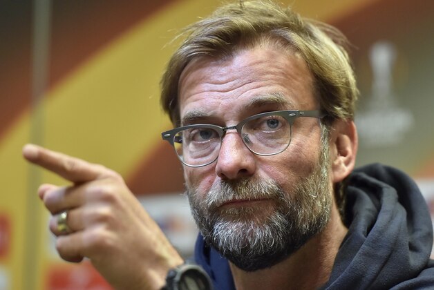 Liverpool's manager Juergen Klopp talks to the media during a press conference prior to the Europa League quarterfinal soccer match between Borussia Dortmund and Liverpool FC in Dortmund, Germany, Wednesday, April 6, 2016. (AP Photo/Martin Meissner)