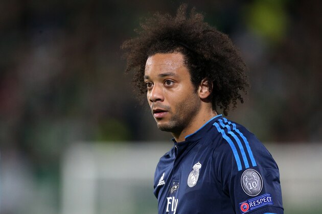 WOLFSBURG, GERMANY - APRIL 6: Marcelo of Real Madrid in action during the UEFA Champions League quarter final first leg match between VfL Wolfsburg and Real Madrid at Volkswagen Arena on April 6, 2016 in Wolfsburg, Germany. (Photo by Jean Catuffe/Getty Images)