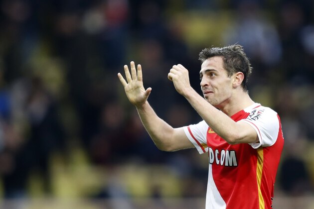 Monaco's Portuguese midfielder Silva Bernardo celebrates at the end of the French L1 football match between Monaco (ASM) and Nice (OGCN) at Louis II Stadium in Monaco on February 6, 2016.  AFP PHOTO / VALERY HACHE / AFP / VALERY HACHE        (Photo credit should read VALERY HACHE/AFP/Getty Images)