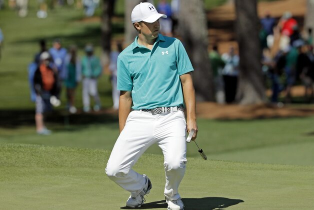 Jordan Spieth watches his putt on the seventh green during the first round of the Masters golf tournament Thursday, April 7, 2016, in Augusta, Ga. (AP Photo/Jae C. Hong)