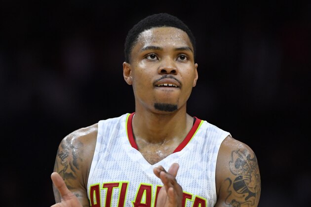 Atlanta Hawks forward Kent Bazemore applauds during the second half of an NBA basketball game against the Los Angeles Clippers, Saturday, March 5, 2016, in Los Angeles. The Hawks won 107-97. (AP Photo/Mark J. Terrill) Atlanta Hawks forward Kent Bazemore applauds during the second half of an NBA basketball game against the Los Angeles Clippers, Saturday, March 5, 2016, in Los Angeles. The Hawks won 107-97. (AP Photo/Mark J. Terrill)