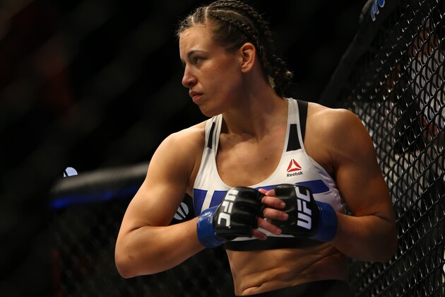 LAS VEGAS, NV - MARCH 5:  Miesha Tate prior to her bout against UFC bantamweight champion Holly Holm during UFC 196 at the MGM Grand Garden Arena on March 5, 2016 in Las Vegas, Nevada. (Photo by Rey Del Rio/Getty Images)