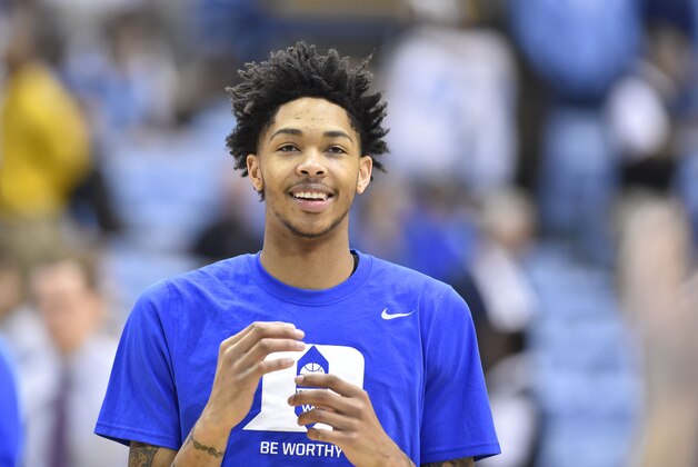 Feb 17, 2016; Chapel Hill, NC, USA; Duke Blue Devils guard Brandon Ingram (14) before the game at Dean E. Smith Center. Mandatory Credit: Bob Donnan-USA TODAY Sports