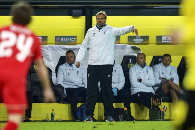coach Jurgen Klopp of Liverpool FC during the UEFA Europa League quarter-final match between Borussia Dortmund and Liverpool on April 7, 2016 at the Signal Iduna Park stadium at Dortmund, Germany.(Photo by VI Images via Getty Images)