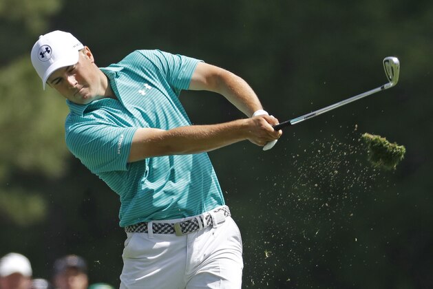 Jordan Spieth tees off on the 12th hole during the first round of the Masters golf tournament Thursday, April 7, 2016, in Augusta, Ga. (AP Photo/Charlie Riedel)