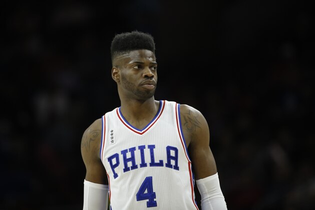 Philadelphia 76ers' Nerlens Noel in action during an NBA basketball game against the Houston Rockets, Wednesday, March 9, 2016, in Philadelphia. (AP Photo/Matt Slocum)