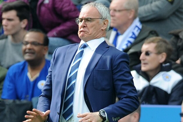 Leicester manager Claudio Ranieri reacts during the English Premier League soccer match between Leicester City and Southampton at the King Power Stadium in Leicester, England, Sunday, April 3, 2016. (AP Photo/Rui Vieira)