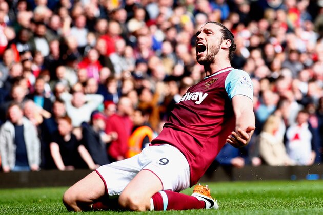LONDON, UNITED KINGDOM - APRIL 09:  Andy Carroll of West Ham United celebrates scoring his team's second goal during the Barclays Premier League match between West Ham United and Arsenal at the Boleyn Ground on April 9, 2016 in London, England.  (Photo by Julian Finney/Getty Images)