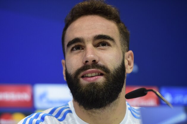 Real Madrid's midfielder Dani Carvajal speaks during a press conference at Real Madrid's Sport City in Madrid on September 14, 2015 on the eve of the Champions League football match Real Madrid vs Shakhtar Donetsk. AFP PHOTO/ PIERRE-PHILIPPE MARCOU        (Photo credit should read PIERRE-PHILIPPE MARCOU/AFP/Getty Images)