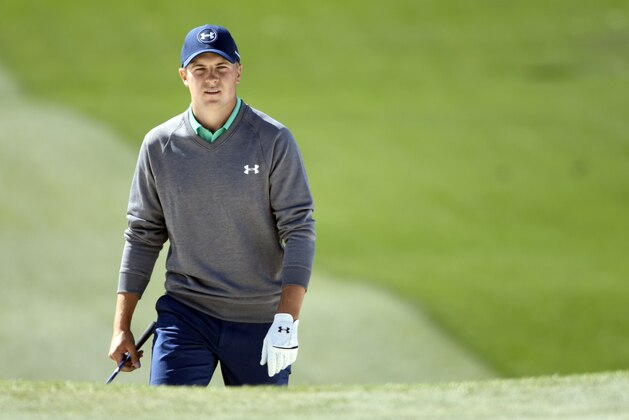 Apr 9, 2016; Augusta, GA, USA; Jordan Spieth walks to the 7th green during the third round of the 2016 The Masters golf tournament at Augusta National Golf Club. Mandatory Credit: Michael Madrid-USA TODAY Sports
