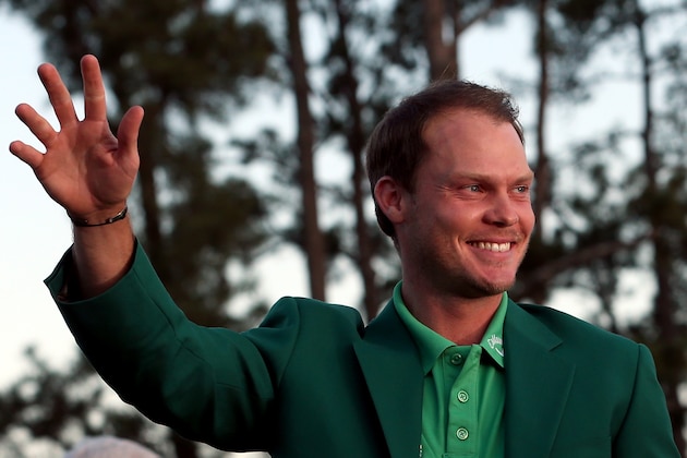 AUGUSTA, GEORGIA - APRIL 10:  Danny Willett of England celebrates after being presented with the green jacket for winning the final round of the 2016 Masters Tournament at Augusta National Golf Club on April 10, 2016 in Augusta, Georgia.  (Photo by Andrew Redington/Getty Images)