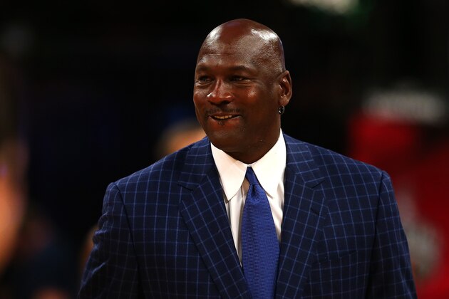 TORONTO, ON - FEBRUARY 14:  NBA hall of famer and Charlotte Hornets owner Michael Jordan walks off the court during the NBA All-Star Game 2016 at the Air Canada Centre on February 14, 2016 in Toronto, Ontario. NOTE TO USER: User expressly acknowledges and agrees that, by downloading and/or using this Photograph, user is consenting to the terms and conditions of the Getty Images License Agreement.  (Photo by Elsa/Getty Images)