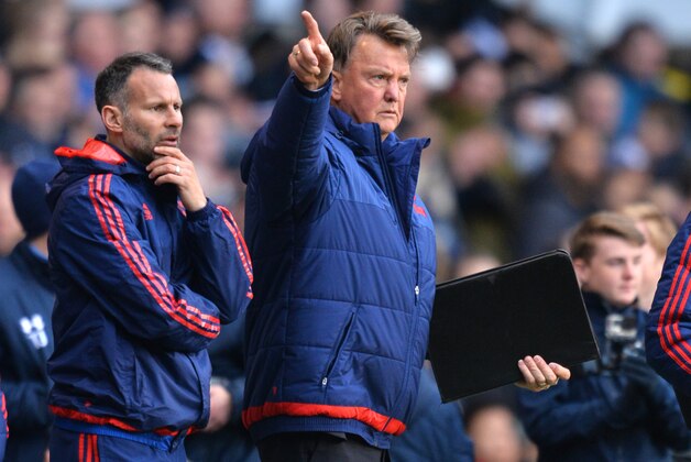 Manchester United's Dutch manager Louis van Gaal gestures during the English Premier League football match between Tottenham Hotspur and Manchester United at White Hart Lane in London, on April 10, 2016. / AFP / GLYN KIRK / RESTRICTED TO EDITORIAL USE. No use with unauthorized audio, video, data, fixture lists, club/league logos or 'live' services. Online in-match use limited to 75 images, no video emulation. No use in betting, games or single club/league/player publications.  /         (Photo credit should read GLYN KIRK/AFP/Getty Images)