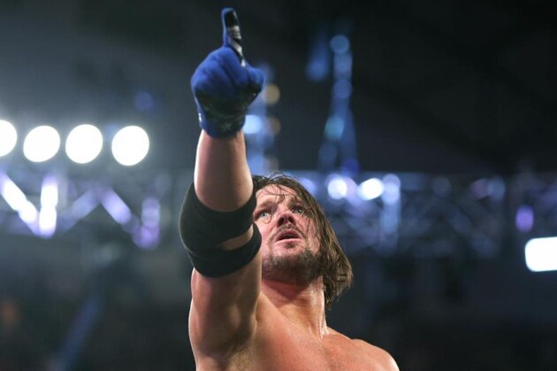 AJ Styles celebrating his status as No. 1 contender. AJ Styles celebrating his status as No. 1 contender.