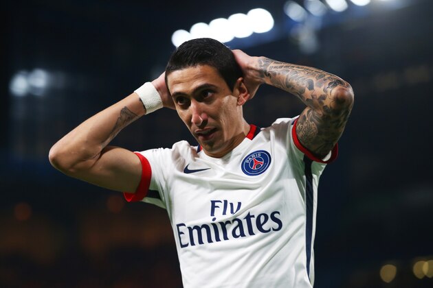 LONDON, ENGLAND - MARCH 09:  Angel Di Maria of PSG reacts after a missed chance on goal during the UEFA Champions League round of 16, second leg match between Chelsea and Paris Saint Germain at Stamford Bridge on March 9, 2016 in London, United Kingdom.  (Photo by Clive Rose/Getty Images)