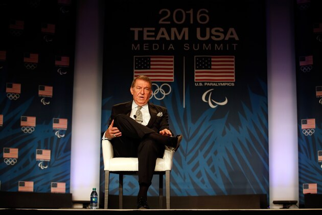 BEVERLY HILLS, CA - MARCH 09:  Jerry Colangelo, Director of USA Basketball, addresses the media at the USOC Olympic Media Summit at The Beverly Hilton Hotel on March 9, 2016 in Beverly Hills, California.  (Photo by Todd Warshaw/Getty Images for the USOC)