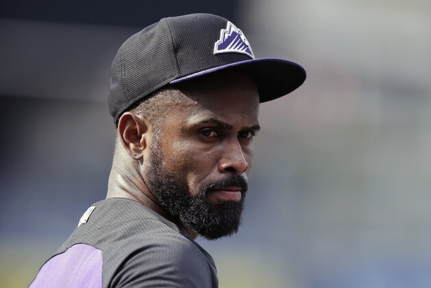FILE - In this Sept. 9, 2015, file photo, Colorado Rockies shortstop Jose Reyes is shown prior to a baseball game against the San Diego Padres, in San Diego. Reyes was arrested after an argument with his wife turned physical at the Four Seasons Resort in Wailea, Maui, on Oct. 31. Maui police say in a statement Reyes’ wife was treated by medics at the scene then transported to a nearby hospital for treatment.  (AP Photo/Gregory Bull, File)