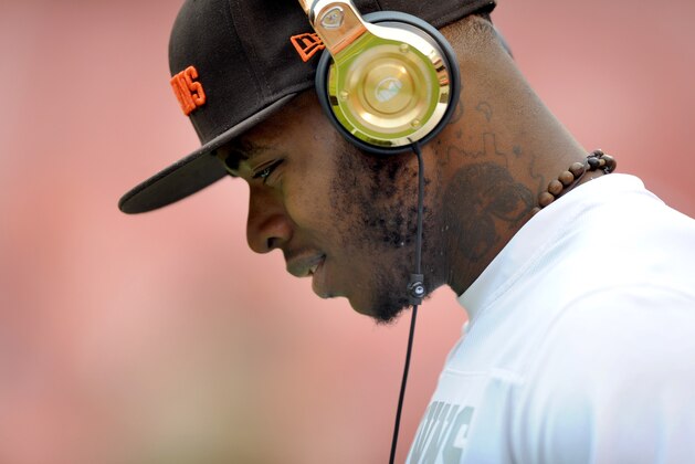 Dec 14, 2014; Cleveland, OH, USA; Cleveland Browns wide receiver Josh Gordon (12) before the game between the Cleveland Browns and the Cincinnati Bengals at FirstEnergy Stadium. Mandatory Credit: Ken Blaze-USA TODAY Sports