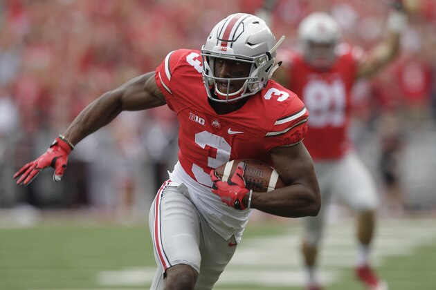 Ohio State wide receiver Michael Thomas plays against Western Michigan during an NCAA college football game Saturday, Sept. 26, 2015, in Columbus, Ohio. (AP Photo/Jay LaPrete)