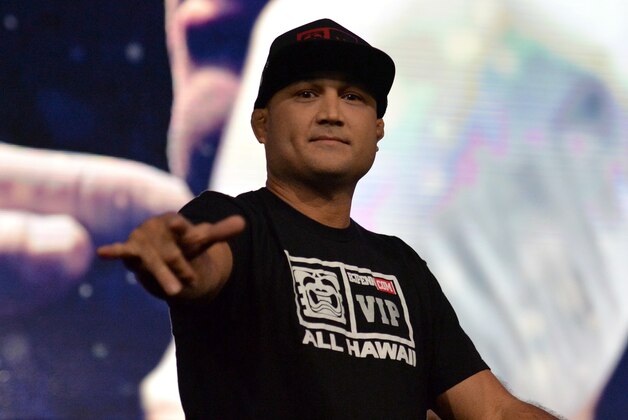 LAS VEGAS, NEVADA - JULY 11:   BJ Penn receives his award as he is inducted into the UFC Hall of Fame at the UFC Fan Expo in the Sands Expo and Convention Center on July 11, 2015 in Las Vegas Nevada. (Photo by Brandon Magnus/Zuffa LLC/Zuffa LLC via Getty Images)