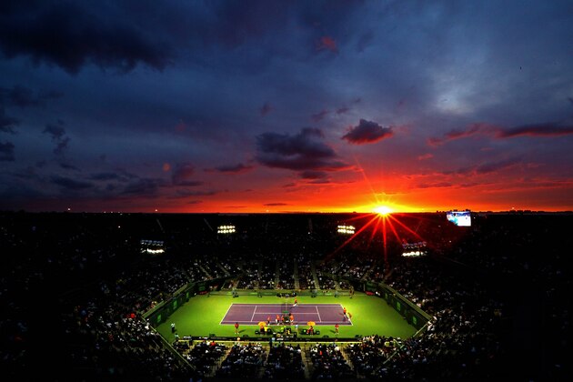 KEY BISCAYNE, FL - MARCH 29:  A general view of Stadium Court during a match between Gael Monfils of France and Grigor Dimitrov of Bulgaria  during Day 9 of the Miami Open presented by Itau at Crandon Park Tennis Center on March 29, 2016 in Key Biscayne, Florida.  (Photo by Mike Ehrmann/Getty Images)