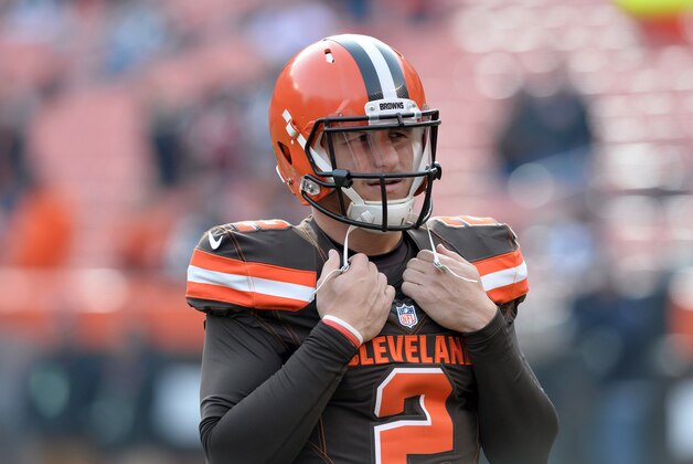 Dec 6, 2015; Cleveland, OH, USA; Cleveland Browns quarterback Johnny Manziel (2) before the game between the Cleveland Browns and Cincinnati Bengals at FirstEnergy Stadium. Mandatory Credit: Ken Blaze-USA TODAY Sports