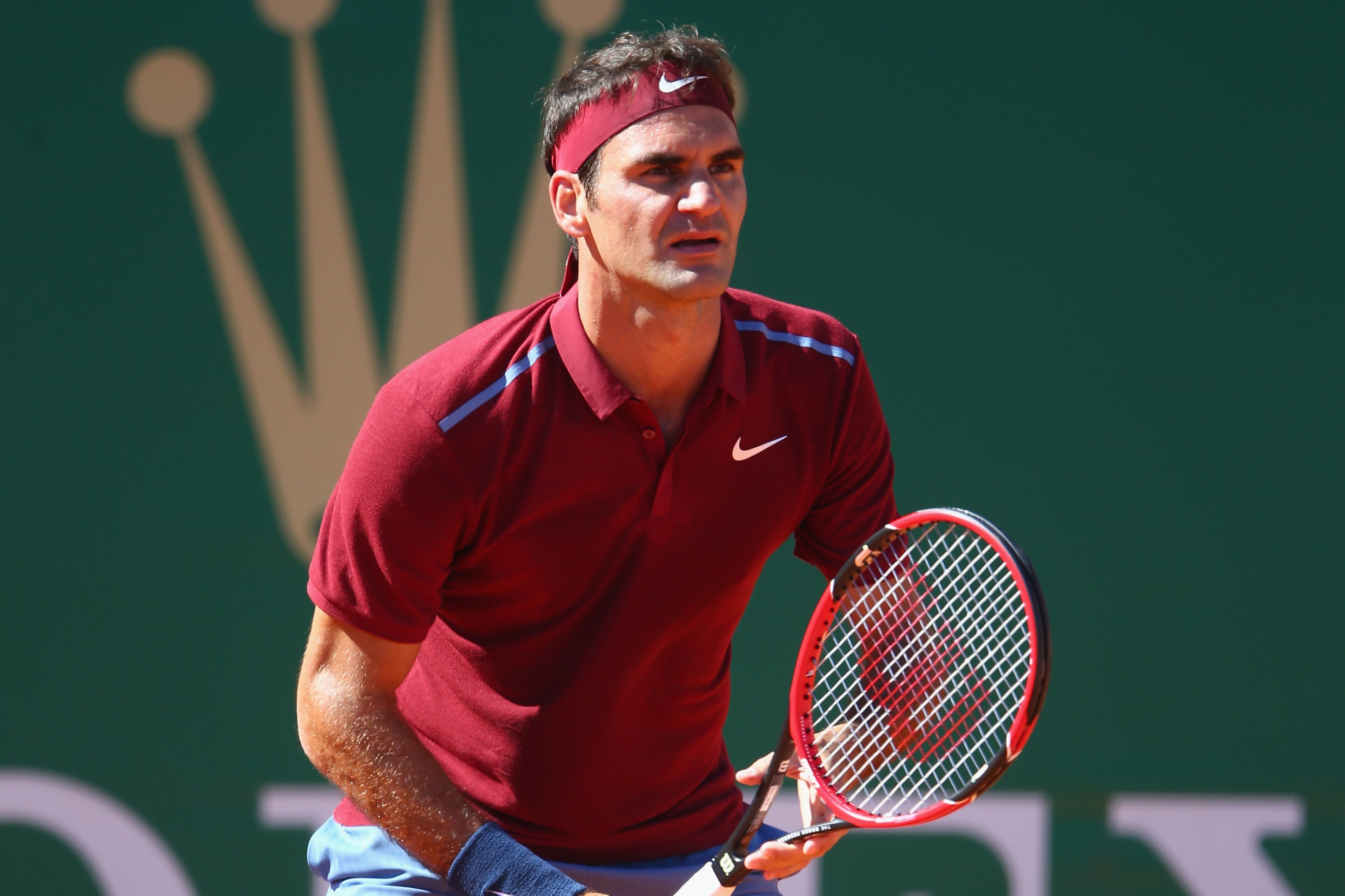 MONTE-CARLO, MONACO - APRIL 12:  Roger Federer of Switzerland during his second round match against Guillermo Garcia-Lopez of Spain during day three of the Monte Carlo Rolex Masters at Monte-Carlo Sporting Club on April 12, 2016 in Monte-Carlo, Monaco.  (Photo by Michael Steele/Getty Images)