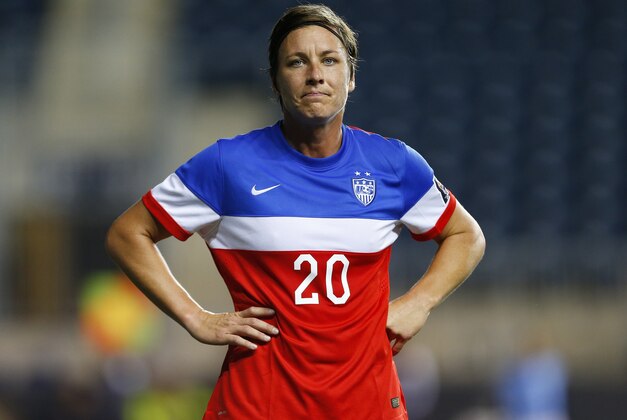 United States forward Abby Wambach (20) in action against Costa Rica during the CONCACAF championship soccer match in Chester, Pa., Sunday, Oct. 26, 2014. The United States defeated Costa Rica 6-0. (AP Photo/Rich Schultz)