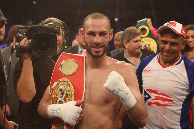 BIRMINGHAM, AL - JUNE 13: Jose Pedraza celebrates his win over Andrey Klimov  at the Bartow Arena on June 13, 2015 in Birmingham, Alabama.  (Photo by David A. Smith/Getty Images)