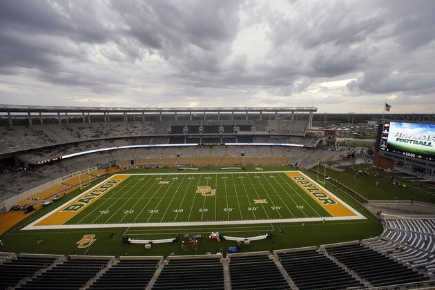 A view of McLane Stadium, home of the Baylor Bears, before an NCAA college football game against Northwestern State, Saturday, Sept. 6, 2014, in Waco, Texas. (AP Photo/Tony Gutierrez)