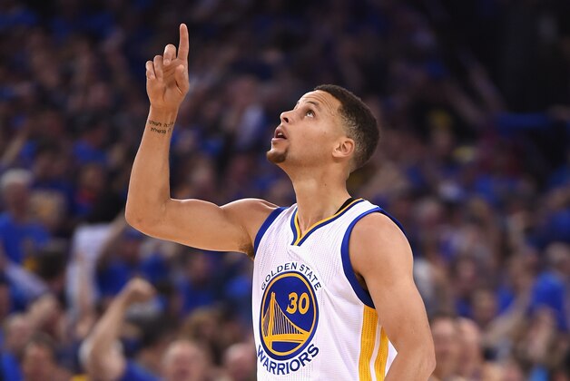 OAKLAND, CA - APRIL 13:  Stephen Curry #30 of the Golden State Warriors gestures in the first half against the Memphis Grizzlies during the game at ORACLE Arena on April 13, 2016 in Oakland, California.  (Photo by Thearon W. Henderson/Getty Images)