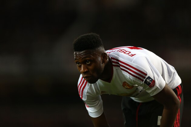 LONDON, ENGLAND - APRIL 13: Timothy Fosu-Mensah of Manchester United during the Emirates FA Cup Sixth Round Replay match between West Ham United and Manchester United at Boleyn Ground on April 13, 2016 in London, England. (Photo by Catherine Ivill - AMA/Getty Images)