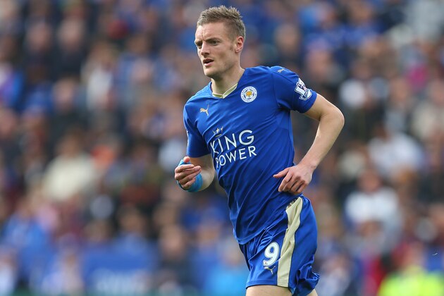 LEICESTER, ENGLAND - APRIL 03: Jamie Vardy of Leicester City during the Barclays Premier League match between Leicester City and Southampton at The King Power Stadium on April 3, 2016 in Leicester, England. (Photo by Catherine Ivill - AMA/Getty Images)