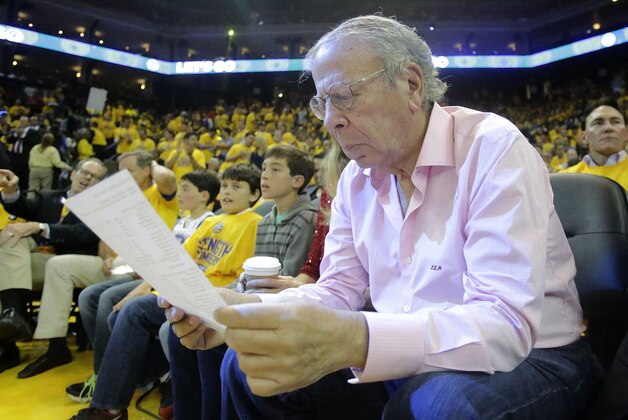 Houston Rockets owner Leslie Alexander during Game 2 of the NBA basketball Western Conference finals between the Golden State Warriors and the Houston Rockets in Oakland, Calif., Thursday, May 21, 2015. (AP Photo/Rick Bowmer)