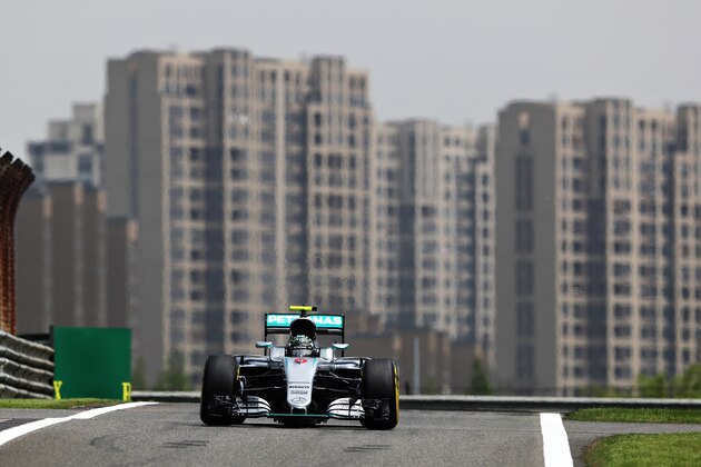 SHANGHAI, CHINA - APRIL 15: Nico Rosberg of Germany driving the (6) Mercedes AMG Petronas F1 Team Mercedes F1 WO7 Mercedes PU106C Hybrid turbo on track during practice for the Formula One Grand Prix of China at Shanghai International Circuit on April 15, 2016 in Shanghai, China.  (Photo by Mark Thompson/Getty Images)