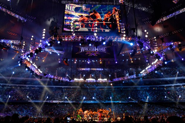 Wrestlers fight in the Andre the Giant Memorial Battle Royal during Wrestlemania XXX at the Mercedes-Benz Super Dome in New Orleans on Sunday, April 6, 2014. (Jonathan Bachman/AP Images for WWE)