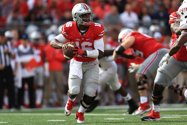 COLUMBUS, OH - SEPTEMBER 19: Quarterback J.T. Barrett