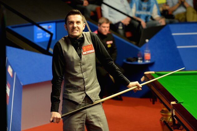 SHEFFIELD, ENGLAND - APRIL 19:  Mark Selby reacts after beating Robert Milkins during their first round match of the World Snooker Championship at Crucible Theatre on April 19, 2016 in Sheffield, England.  (Photo by Gareth Copley/Getty Images)