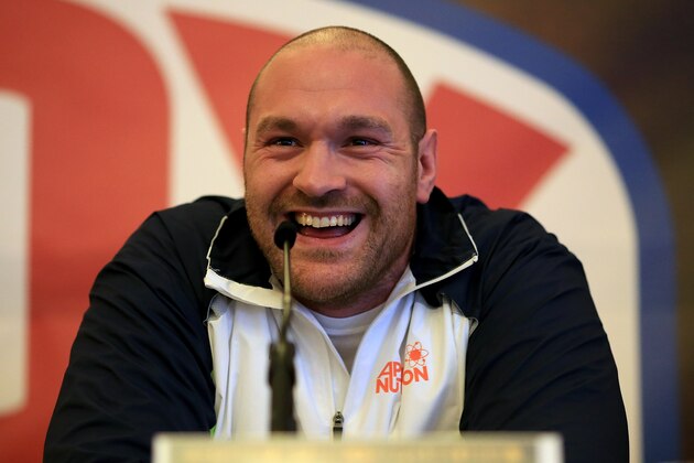 LONDON, ENGLAND - APRIL 13:  Tyson Fury speaks to the press during a Boxing Press Conference at the Landmark Hotel on April 13, 2016 in London, England.  (Photo by Ben Hoskins/Getty Images)