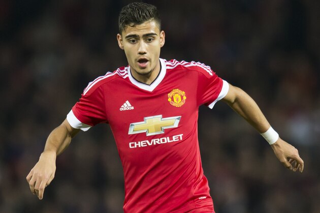 Manchester United's Andreas Pereira during the English League Cup soccer match berween Manchester United and Middlesbrough at Old Trafford Stadium, Manchester, England, Wednesday Oct. 28, 2015. (AP Photo/Jon Super)