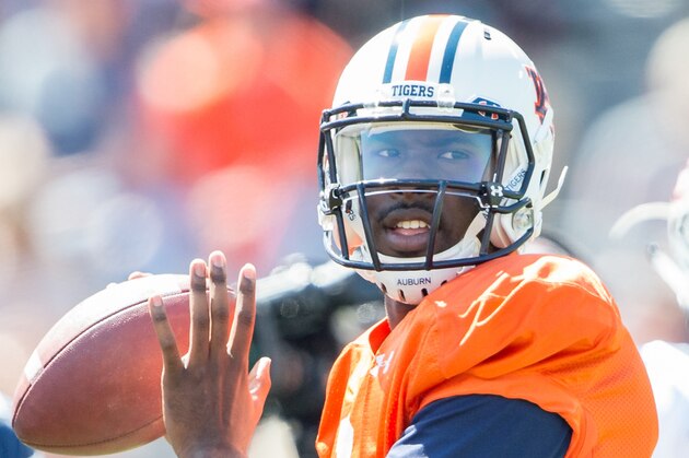 AUBURN, AL - APRIL 9: Quarterback Jeremy Johnson #6 of the Auburn Tigers during their spring game at Jordan Hare Stadium on April 9, 2016 in Auburn, Alabama. (Photo by Michael Chang/Getty Images)