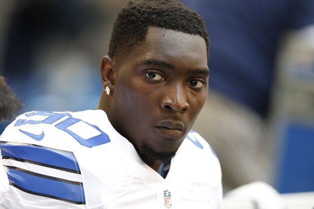 Nov 2, 2014; Arlington, TX, USA; Dallas Cowboys defensive DeMarcus Lawrence (90) on the bench during the game against the Arizona Cardinals at AT&T Stadium. Mandatory Credit: Matthew Emmons-USA TODAY Sports