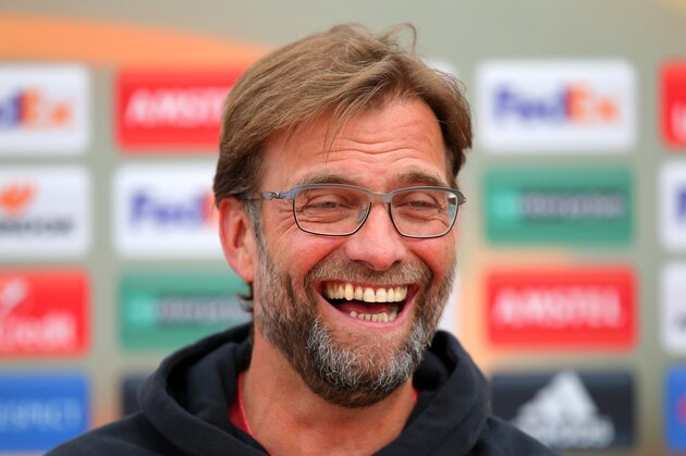 LIVERPOOL, ENGLAND - APRIL 13: Jurgen Klopp, Manager of Liverpool addresses the media during a press conference ahead of the UEFA Europa League quarter final between Liverpool and Borussia Dortmund at Melwood Training Ground on April 13, 2016 in Liverpool, England. (Photo by Dave Thompson/Getty Images) LIVERPOOL, ENGLAND - APRIL 13: Jurgen Klopp, Manager of Liverpool addresses the media during a press conference ahead of the UEFA Europa League quarter final between Liverpool and Borussia Dortmund at Melwood Training Ground on April 13, 2016 in Liverpool, England. (Photo by Dave Thompson/Getty Images)